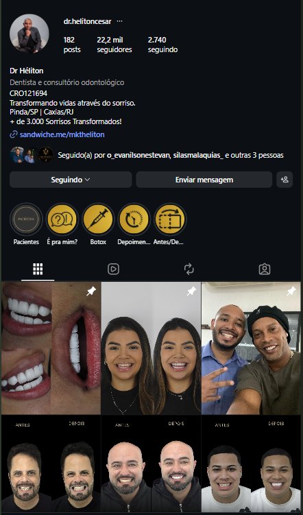 Perfil do Dr. Héliton no Instagram: @dr.helitoncesar